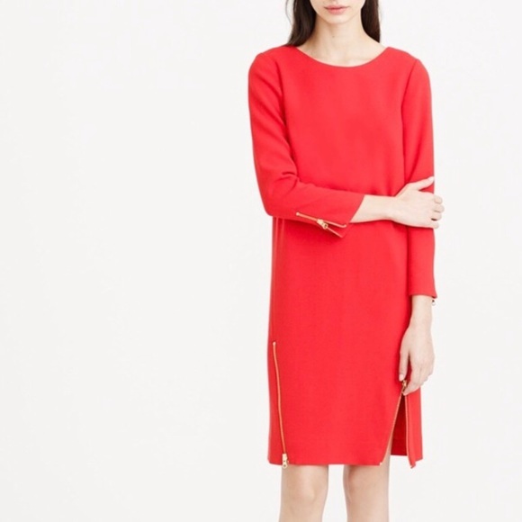 J. Crew Women’s Red Shift Dress Double Zip Slits Size S - Picture 3 of 15
